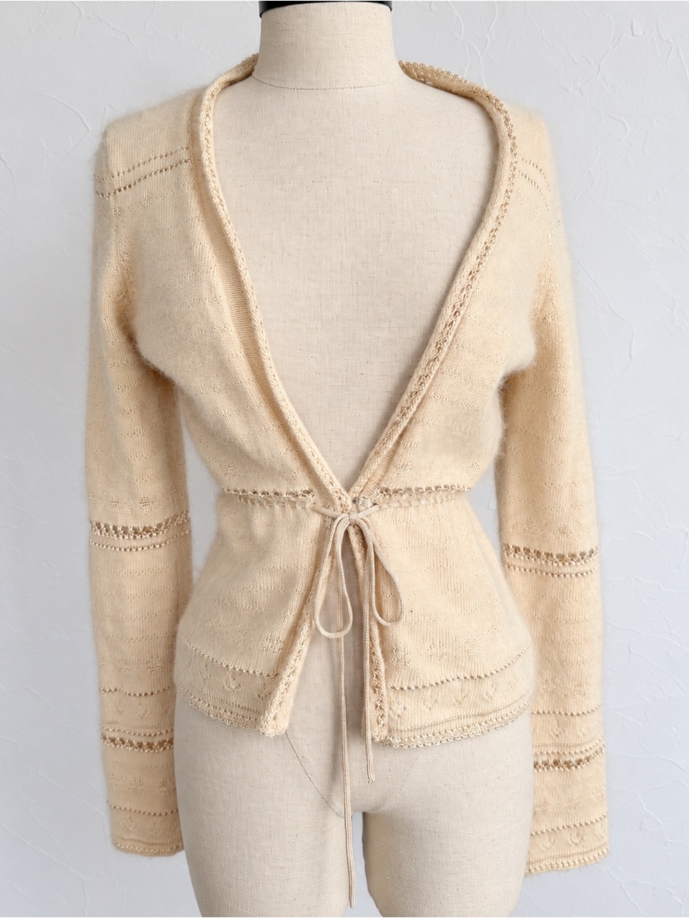 Y2K The Limited Angora Blend Tie Front Cardigan Sweater S